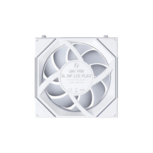 Lian Li UNI Fan SL INF LCD Flex Wireless ARGB White 120mm Reverse Blade Triple Pack Cabinet Fan